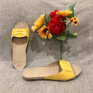 NWOT - Yellow Patent Slide Sandals